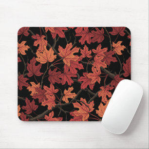 Rote Herbstahornblätter auf Schwarz Mousepad