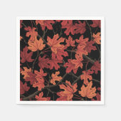 Rote Herbstahornblätter auf Schwarz Serviette (Vorderseite)