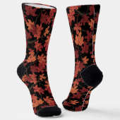 Rote Herbstahornblätter auf Schwarz Socken (Gewinkelt)