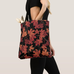 Rote Herbstahornblätter auf Schwarz Tasche