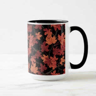 Rote Herbstahornblätter auf Schwarz Tasse