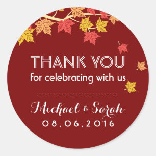 Rote Herbstmaple-Blätter fallen Dankeschön-Aufkleb Runder Aufkleber