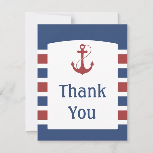 Rote Herz-Anker-Hochzeit danken Ihnen Dankeskarte (Vorderseite)