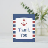 Rote Herz-Anker-Hochzeit danken Ihnen Dankeskarte (Stehend Vorderseite)