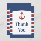 Rote Herz-Anker-Hochzeit danken Ihnen Dankeskarte (Vorne/Hinten)