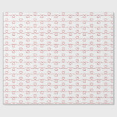 Rote Herz-Doodle-Linien Geschenkpapier (Flach)