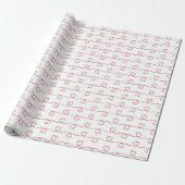 Rote Herz-Doodle-Linien Geschenkpapier (Ungerollt)