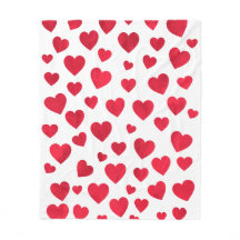 Rote Herz-Fleece-Decke