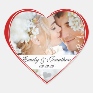 Rote Herz Foto Hochzeitsaufkleber Herz-Aufkleber