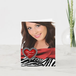 Rote Herz Foto Zebra Dankeskarten Dankeskarte