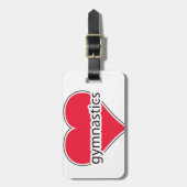 Rote Herz-Gymnastik Gepäckanhänger (Vorderseite vertikal)