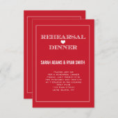Rote Herz-Hochzeits-Proben-Abendessen-Einladungen Einladung (Vorne/Hinten)