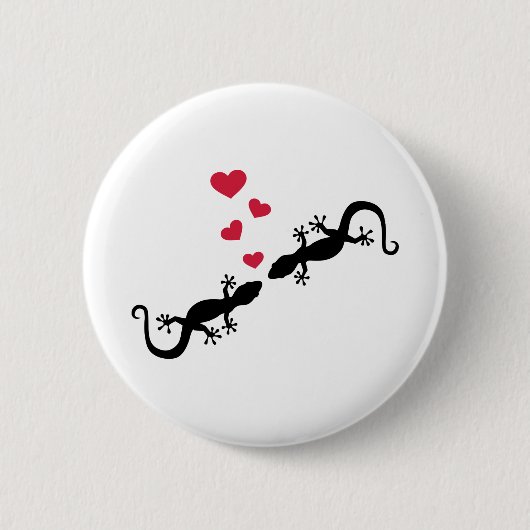 Rote Herz-Liebe des Gecko Button (Vorderseite)