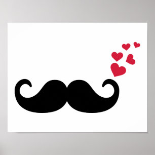 Rote Herz-Liebe des Schnurrbartes Poster