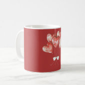 Rote Herz-Liebesballons Kaffeetasse (Vorderseite Links)