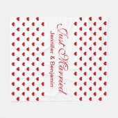 Rote Herz-personalisierte Namen-gerade Fleecedecke (Vorderseite (Horizontal))