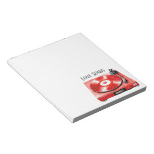 Rote Herz Schallplatten Liebeslieder Notizblock