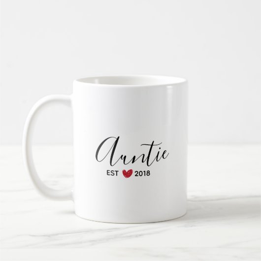 Rote Herz-Tante Established Year Coffee Mug Kaffeetasse (Links)