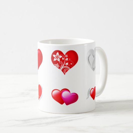 Rote Herz-Tasse Kaffeetasse (VorderseiteRechts)