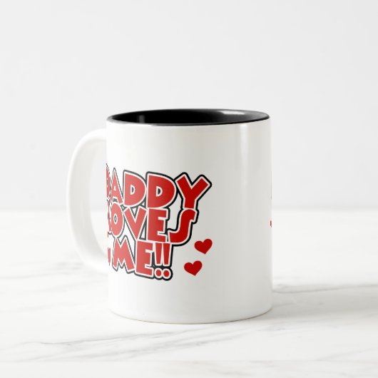 Rote Herz-Vati-Lieben ich Zweifarbige Tasse (Vorderseite Links)
