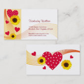 Rote Herz-Visitenkarte der Sonnenblume Visitenkarte (Vorne/Hinten)