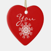 Rote Herz-Weihnachtsheirat-Antrag-Dekoration Keramik Ornament (Rechts)