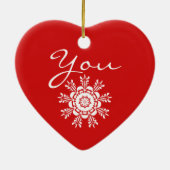 Rote Herz-Weihnachtsheirat-Antrag-Dekoration Keramik Ornament (Hinten)