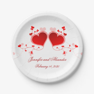 Rote Herzbilder Valentinstag Hochzeit Papier Telle Pappteller