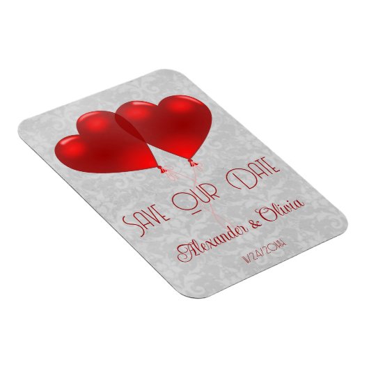 Rote Herzblasen speichern das Datum Magnet (Rechte Seite)