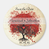 Rote Herzblatt-Baum-Damaskus-Save-the-Date-Magnete Magnet (Vorne)