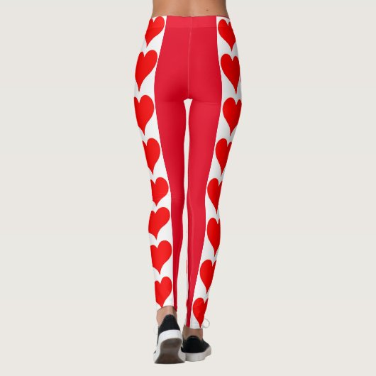 rote Herzdrucke Leggings (Rückseite)