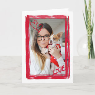 Rote Herzen Aquarell Valentins-Photo-Rahmen Feiertagskarte