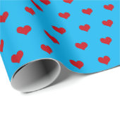 rote Herzen auf Aqua-Packpapier Geschenkpapier (Rolleneckpunkt)