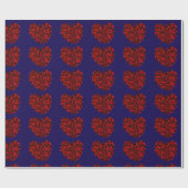 Rote Herzen auf blauem Geschenkpapier (Flach)