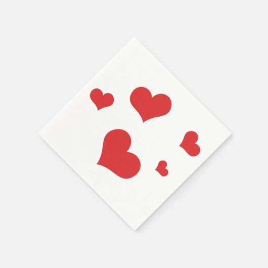 Rote Herzen auf einer Serviette (Ecke)