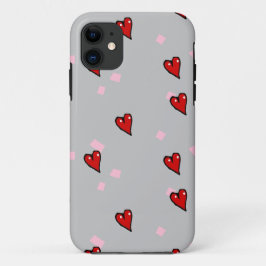 Rote Herzen auf grau Case-Mate iPhone Hülle