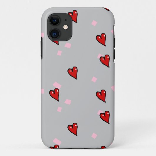 Rote Herzen auf grau Case-Mate iPhone Hülle (Rückseite)