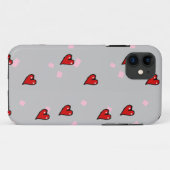 Rote Herzen auf grau Case-Mate iPhone Hülle (Rückseite (Horizontal))