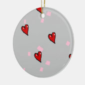 Rote Herzen auf grau Keramik Ornament (Links)