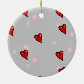 Rote Herzen auf grau Keramik Ornament (Hinten)