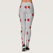 Rote Herzen auf grau Leggings (Rückseite)