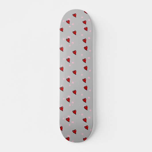 Rote Herzen auf grau Skateboard (Vorne)