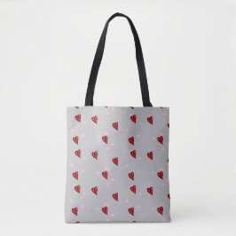 Rote Herzen auf grau Tasche