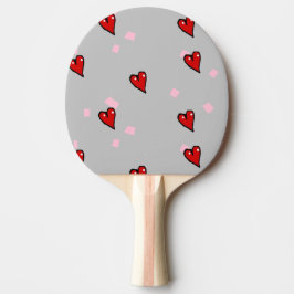 Rote Herzen auf grau Tischtennis Schläger
