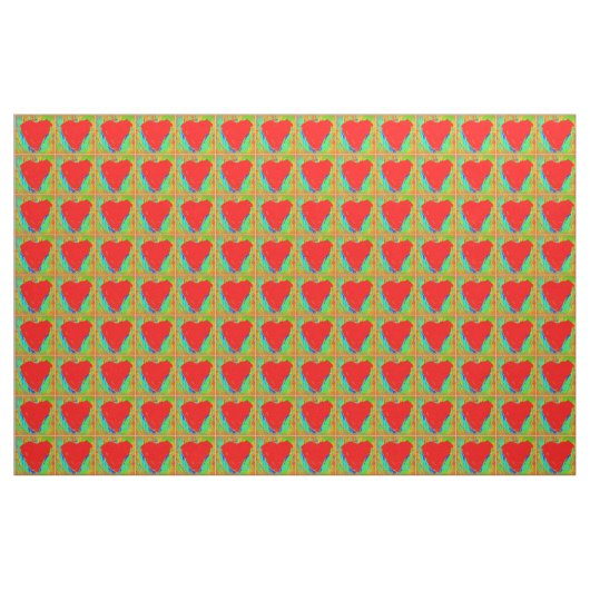 rote Herzen auf Grün Stoff (Yard (91,4 cm))