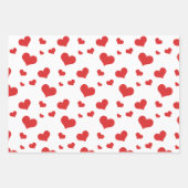 Rote Herzen auf Papierblättern Geschenkpapier Set (Vorderseite 3)