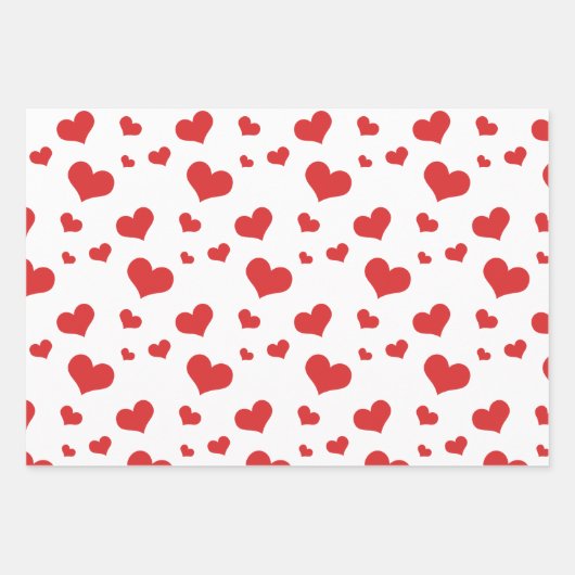 Rote Herzen auf Papierblättern Geschenkpapier Set (Vorderseite 3)
