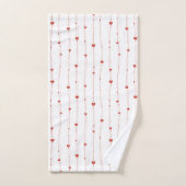 Rote Herzen auf Ribbons Nahtloses Muster Valentine Badhandtuch Set (Handtuch)