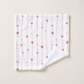Rote Herzen auf Ribbons Nahtloses Muster Valentine Badhandtuch Set (Waschlappen)