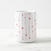 Rote Herzen auf Ribbons Nahtloses Muster Valentine Kaffeetasse (Mittel)
